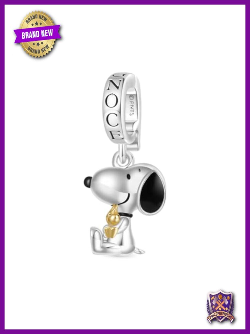 Snoopy Woodstock 925 Sterling Silver Charm Pendant, Dangle Charm for Bracelet